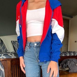 VINTAGE Red, White, Blue Zip-up Hoodie